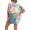 imageOFEEFAN Beach Cover Ups for Women 34 Length Sleeve Womens Tops Summer Cardigan Casual Blouses Loose FitColorful Print