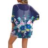 imageOFEEFAN Beach Cover Ups for Women 34 Length Sleeve Womens Tops Summer Cardigan Casual Blouses Loose FitFloral Navy