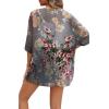 imageOFEEFAN Beach Cover Ups for Women 34 Length Sleeve Womens Tops Summer Cardigan Casual Blouses Loose FitGray Floral