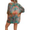imageOFEEFAN Beach Cover Ups for Women 34 Length Sleeve Womens Tops Summer Cardigan Casual Blouses Loose FitOrange Leaves