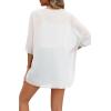 imageOFEEFAN Beach Cover Ups for Women 34 Length Sleeve Womens Tops Summer Cardigan Casual Blouses Loose FitWhite