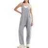 imageOFEEFAN Jumpsuits For Women Casual Summer Dressy Sleeveless Overalls Long Loose Baggy Rompers Jumpers With Pockets 202403grey