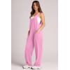 imageOFEEFAN Jumpsuits For Women Casual Summer Dressy Sleeveless Overalls Long Loose Baggy Rompers Jumpers With Pockets 202405pink