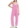 imageOFEEFAN Jumpsuits For Women Casual Summer Dressy Sleeveless Overalls Long Loose Baggy Rompers Jumpers With Pockets 202405pink