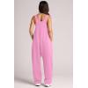 imageOFEEFAN Jumpsuits For Women Casual Summer Dressy Sleeveless Overalls Long Loose Baggy Rompers Jumpers With Pockets 202405pink