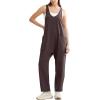 imageOFEEFAN Jumpsuits For Women Casual Summer Dressy Sleeveless Overalls Long Loose Baggy Rompers Jumpers With Pockets 202407coffee Brown
