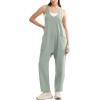 imageOFEEFAN Jumpsuits For Women Casual Summer Dressy Sleeveless Overalls Long Loose Baggy Rompers Jumpers With Pockets 202409mint Green