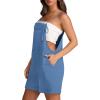 imageOFEEFAN Womens Shorts Overalls Sleeveless Adjustable Strap Short Rompers Jumpsuit With PocketsBlue