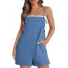 imageOFEEFAN Womens Shorts Overalls Sleeveless Adjustable Strap Short Rompers Jumpsuit With PocketsBlue