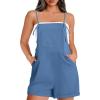 imageOFEEFAN Womens Shorts Overalls Sleeveless Adjustable Strap Short Rompers Jumpsuit With PocketsBlue