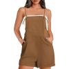 imageOFEEFAN Womens Shorts Overalls Sleeveless Adjustable Strap Short Rompers Jumpsuit With PocketsCaramel