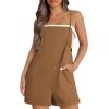 imageOFEEFAN Womens Shorts Overalls Sleeveless Adjustable Strap Short Rompers Jumpsuit With PocketsCaramel