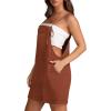 imageOFEEFAN Womens Shorts Overalls Sleeveless Adjustable Strap Short Rompers Jumpsuit With PocketsRed Brown