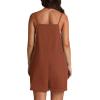 imageOFEEFAN Womens Shorts Overalls Sleeveless Adjustable Strap Short Rompers Jumpsuit With PocketsRed Brown