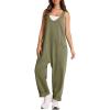 imageOFEEFAN Jumpsuits For Women Casual Summer Dressy Sleeveless Overalls Long Loose Baggy Rompers Jumpers With Pockets 202404army Green