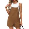 imageOFEEFAN Womens Shorts Overalls Sleeveless Adjustable Strap Short Rompers Jumpsuit With PocketsCaramel