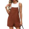 imageOFEEFAN Womens Shorts Overalls Sleeveless Adjustable Strap Short Rompers Jumpsuit With PocketsRed Brown