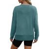 imageOFEEFAN Crewneck Sweatshirts for Women Fall Long Sleeve Shirts Side Slit Tops Loose Fit