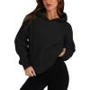 imageOFEEFAN Hoodies for Womens Sweatshirt Cropped Fall Fashion 2024 Outfits Trendy Fleece Pullover Long Sleeve TopsBlack