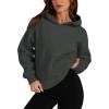 imageOFEEFAN Hoodies for Womens Sweatshirt Cropped Fall Fashion 2024 Outfits Trendy Fleece Pullover Long Sleeve TopsDark Grey