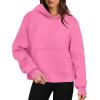 imageOFEEFAN Hoodies for Womens Sweatshirt Cropped Fall Fashion 2024 Outfits Trendy Fleece Pullover Long Sleeve TopsPink