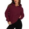 imageOFEEFAN Hoodies for Womens Sweatshirt Cropped Fall Fashion 2024 Outfits Trendy Fleece Pullover Long Sleeve TopsWine
