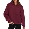 imageOFEEFAN Hoodies for Womens Sweatshirt Cropped Fall Fashion 2024 Outfits Trendy Fleece Pullover Long Sleeve TopsWine
