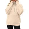 imageOFEEFAN Quarter Zip Sweatshirts For Women Pullover Oversized Hoodies Sweaters Fall Outfits Winter Clothes Thumb Hole 2024Apricot