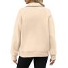 imageOFEEFAN Quarter Zip Sweatshirts For Women Pullover Oversized Hoodies Sweaters Fall Outfits Winter Clothes Thumb Hole 2024Apricot