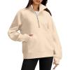 imageOFEEFAN Quarter Zip Sweatshirts For Women Pullover Oversized Hoodies Sweaters Fall Outfits Winter Clothes Thumb Hole 2024Apricot