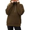 imageOFEEFAN Quarter Zip Sweatshirts For Women Pullover Oversized Hoodies Sweaters Fall Outfits Winter Clothes Thumb Hole 2024Coffee