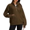 imageOFEEFAN Quarter Zip Sweatshirts For Women Pullover Oversized Hoodies Sweaters Fall Outfits Winter Clothes Thumb Hole 2024Coffee