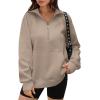 imageOFEEFAN Quarter Zip Sweatshirts For Women Pullover Oversized Hoodies Sweaters Fall Outfits Winter Clothes Thumb Hole 2024Coffee Grey