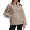 imageOFEEFAN Quarter Zip Sweatshirts For Women Pullover Oversized Hoodies Sweaters Fall Outfits Winter Clothes Thumb Hole 2024Coffee Grey