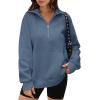 imageOFEEFAN Quarter Zip Sweatshirts For Women Pullover Oversized Hoodies Sweaters Fall Outfits Winter Clothes Thumb Hole 2024Grey Bue