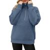 imageOFEEFAN Quarter Zip Sweatshirts For Women Pullover Oversized Hoodies Sweaters Fall Outfits Winter Clothes Thumb Hole 2024Grey Bue