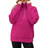 imageOFEEFAN Quarter Zip Sweatshirts For Women Pullover Oversized Hoodies Sweaters Fall Outfits Winter Clothes Thumb Hole 2024Hot Pink