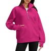 imageOFEEFAN Quarter Zip Sweatshirts For Women Pullover Oversized Hoodies Sweaters Fall Outfits Winter Clothes Thumb Hole 2024Hot Pink