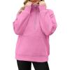 imageOFEEFAN Quarter Zip Sweatshirts For Women Pullover Oversized Hoodies Sweaters Fall Outfits Winter Clothes Thumb Hole 2024Pink