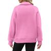 imageOFEEFAN Quarter Zip Sweatshirts For Women Pullover Oversized Hoodies Sweaters Fall Outfits Winter Clothes Thumb Hole 2024Pink
