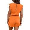 imageOFEEFAN Rompers for Women Summer Cap Sleeve Adjustable Drawstring Waistband Crewneck Casual Outfits with PocketsOrange