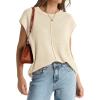 imageOFEEFAN Sweater Vest for Women Cap Sleeve Tops Knit Lightweight Sweaters XSXL01 Apricot