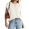 imageOFEEFAN Sweater Vest for Women Cap Sleeve Tops Knit Lightweight Sweaters XSXL02 Pearl White