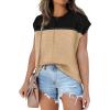 imageOFEEFAN Sweater Vest for Women Cap Sleeve Tops Knit Lightweight Sweaters XSXL08 Color Block Black and Khaki