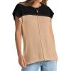 imageOFEEFAN Sweater Vest for Women Cap Sleeve Tops Knit Lightweight Sweaters XSXL08 Color Block Black and Khaki