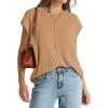 imageOFEEFAN Sweater Vest for Women Cap Sleeve Tops Knit Lightweight Sweaters XSXL11 Khaki