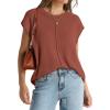 imageOFEEFAN Sweater Vest for Women Cap Sleeve Tops Knit Lightweight Sweaters XSXL13 Brick Red