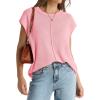 imageOFEEFAN Sweater Vest for Women Cap Sleeve Tops Knit Lightweight Sweaters XSXL15 Pink
