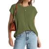 imageOFEEFAN Sweater Vest for Women Cap Sleeve Tops Knit Lightweight Sweaters XSXL18 Army Green