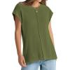 imageOFEEFAN Sweater Vest for Women Cap Sleeve Tops Knit Lightweight Sweaters XSXL18 Army Green